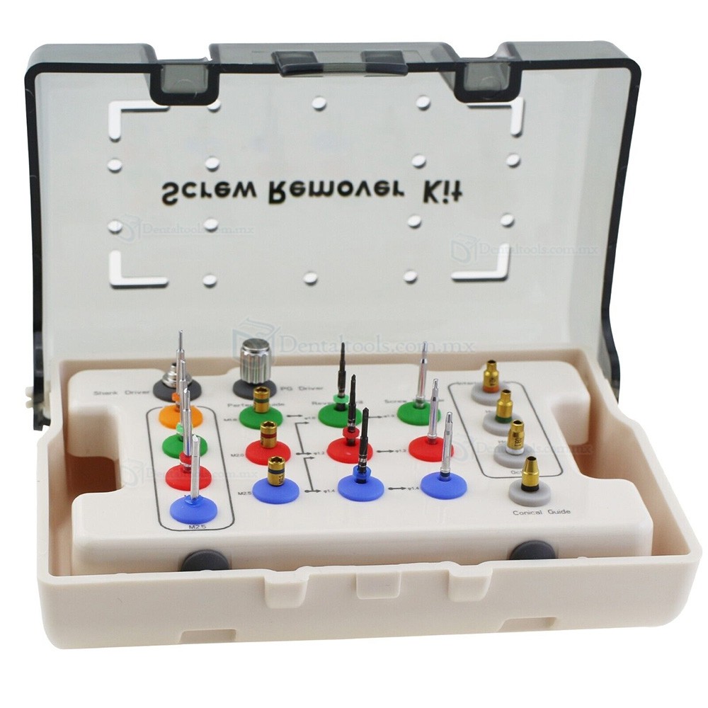 Kit extractor de tornillos fracturados para implantes dentales
